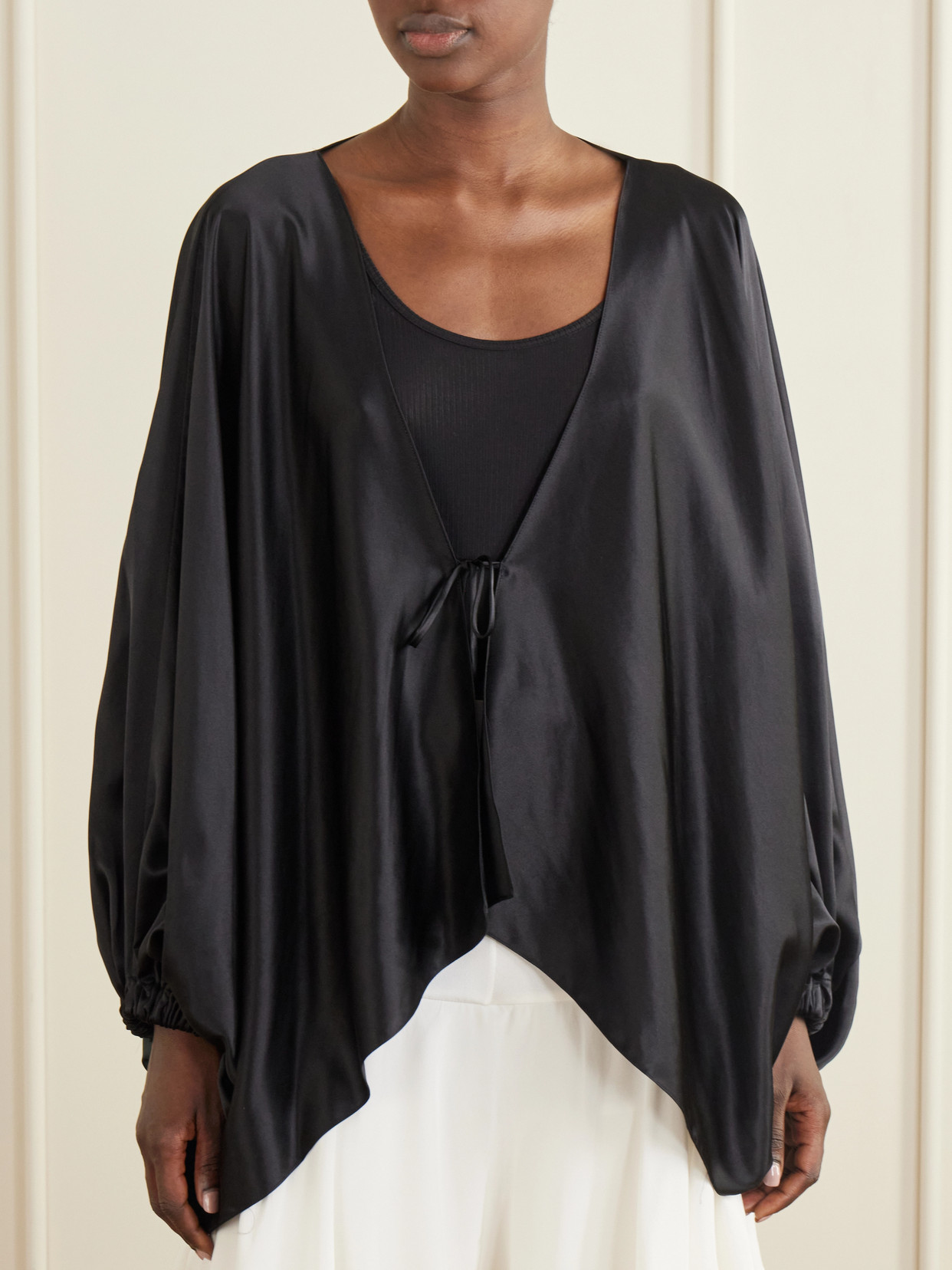Draped Silk Blouson Jacket