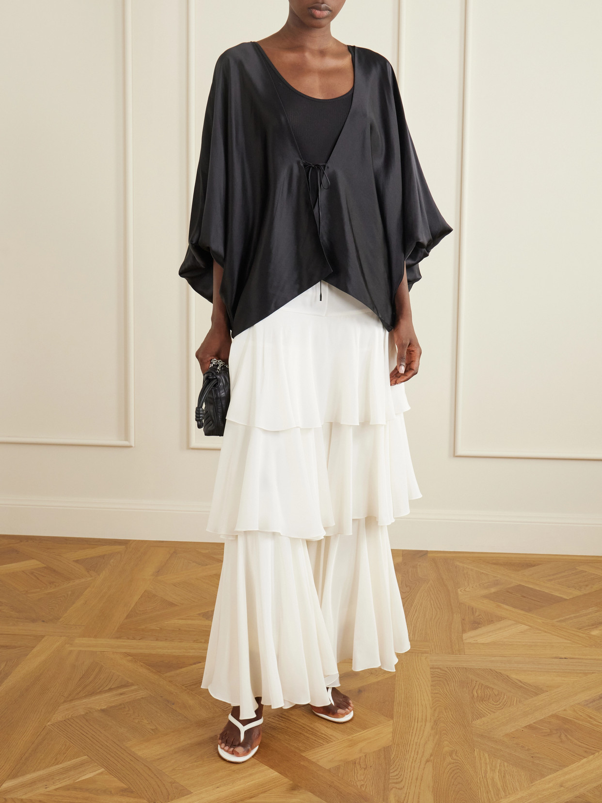 Draped Silk Blouson Jacket