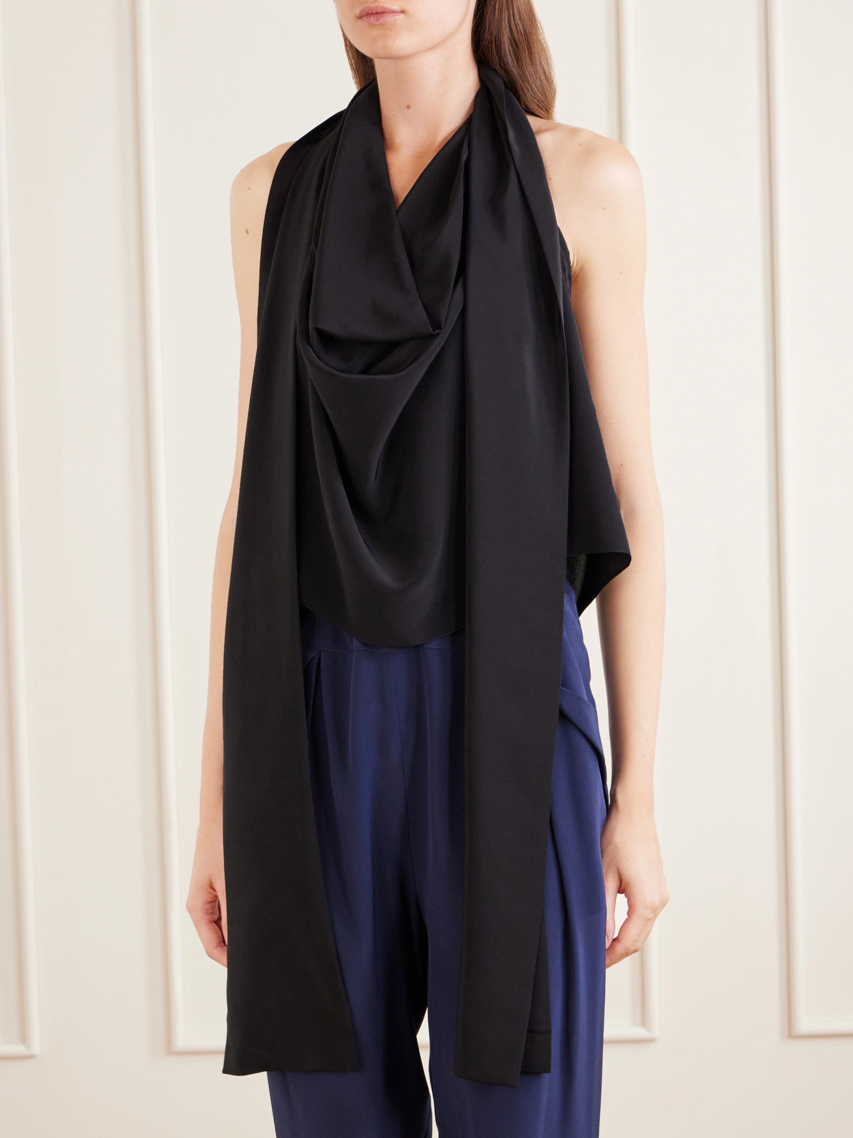 Tie-Detailed Silk Tank