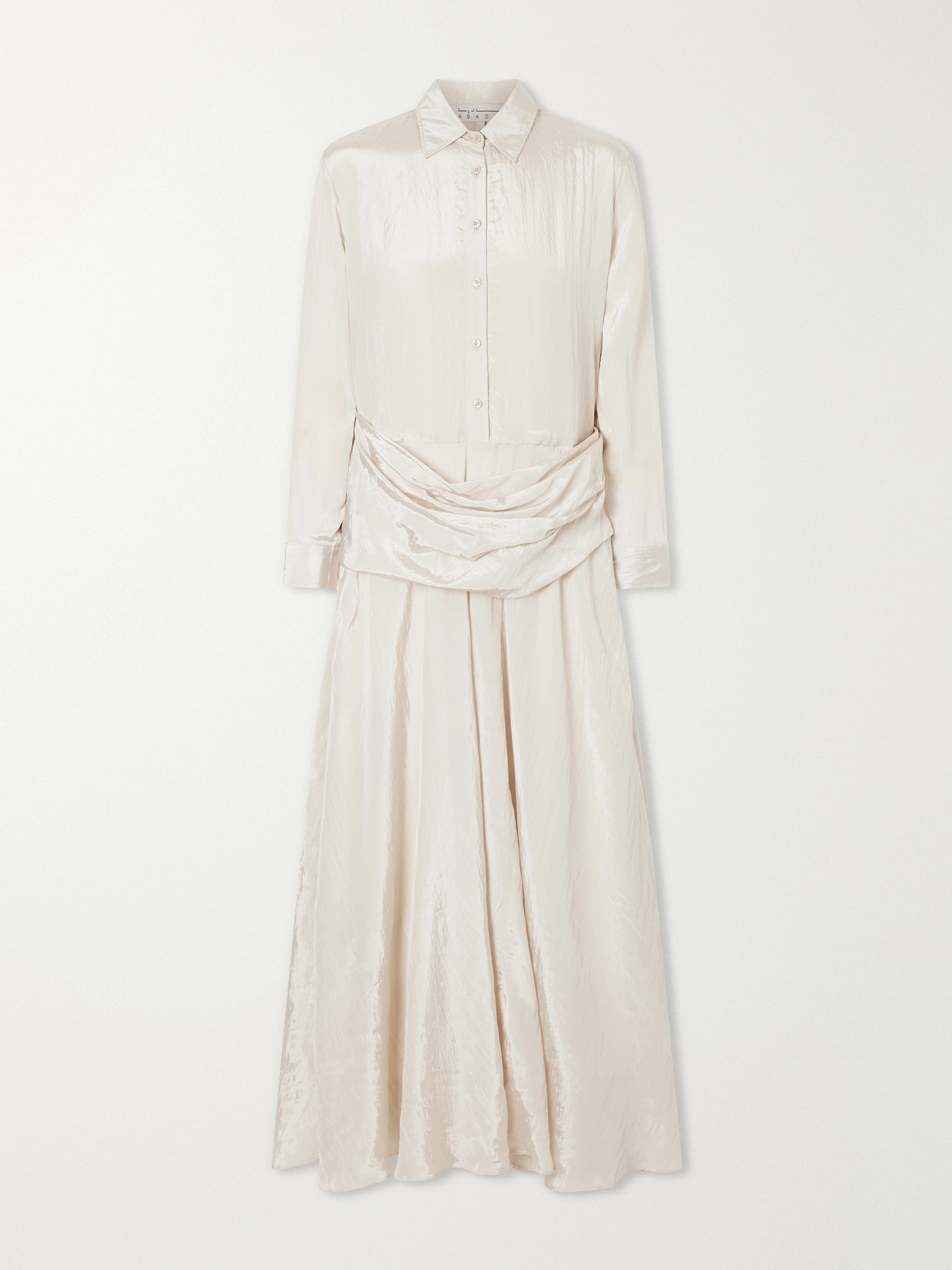 Abadia Draped Crinkled-satin Midi Dress In Brown