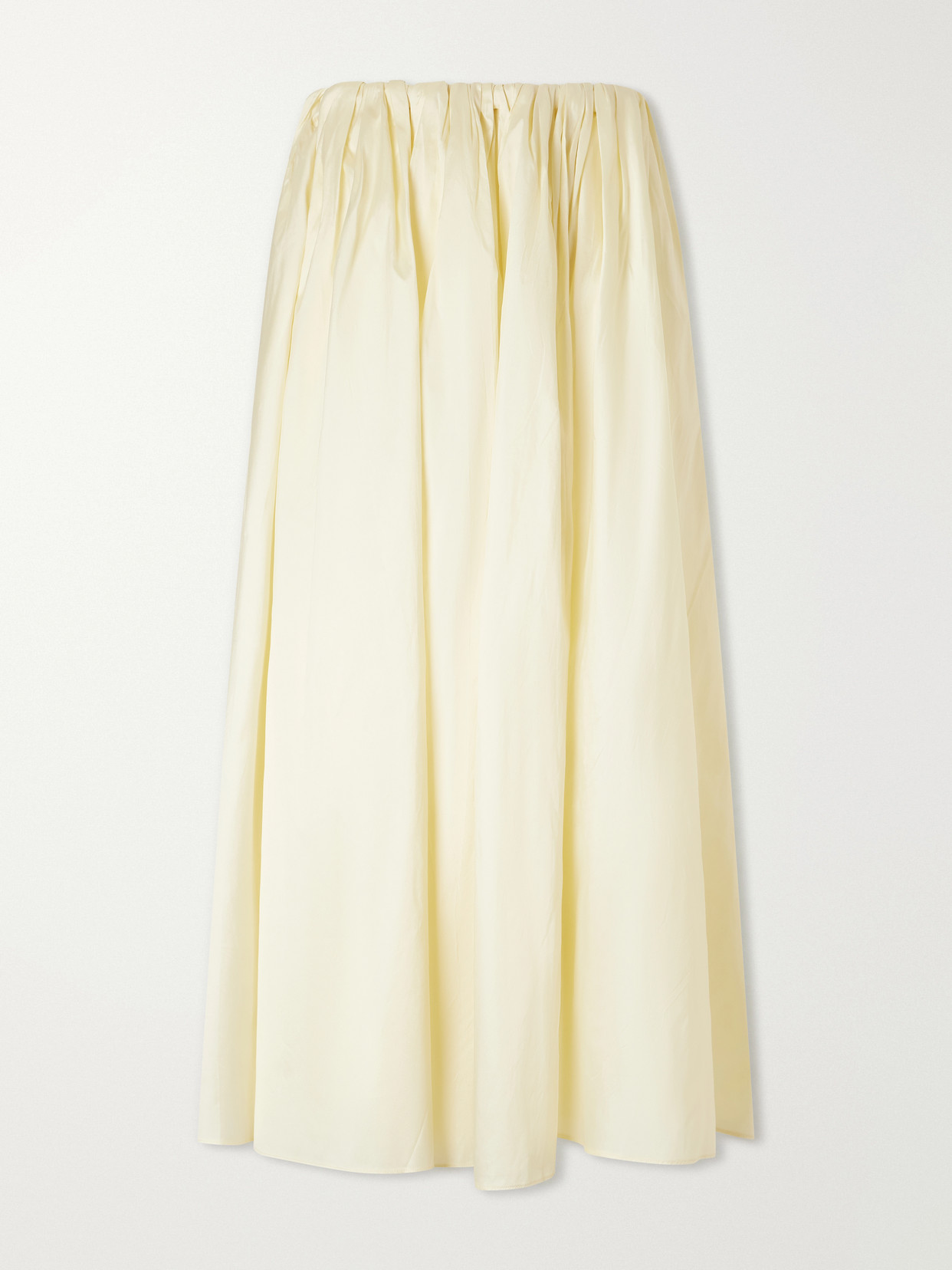 Abadia Elodie Pleated Duchesse-satin Midi Skirt In Neutrals
