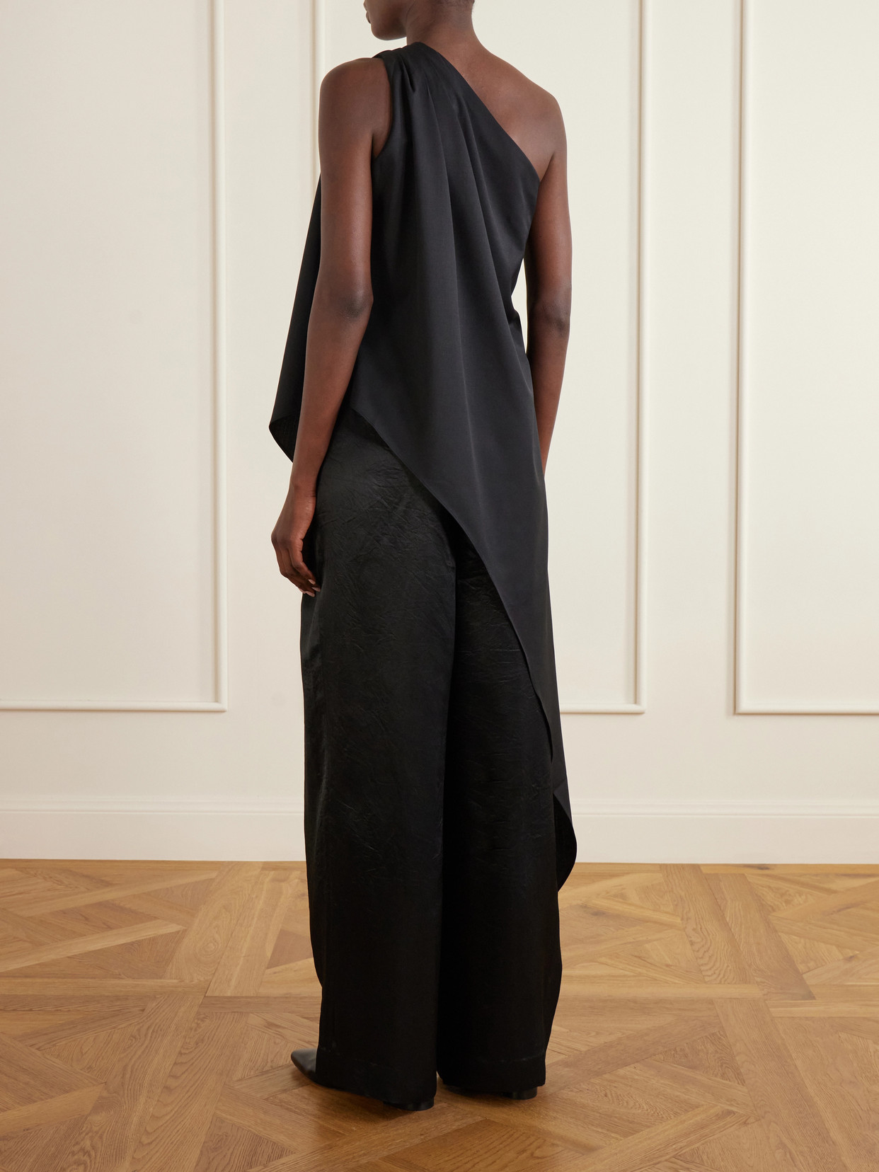 Ayla One-Shoulder Wool-Blend Blouse