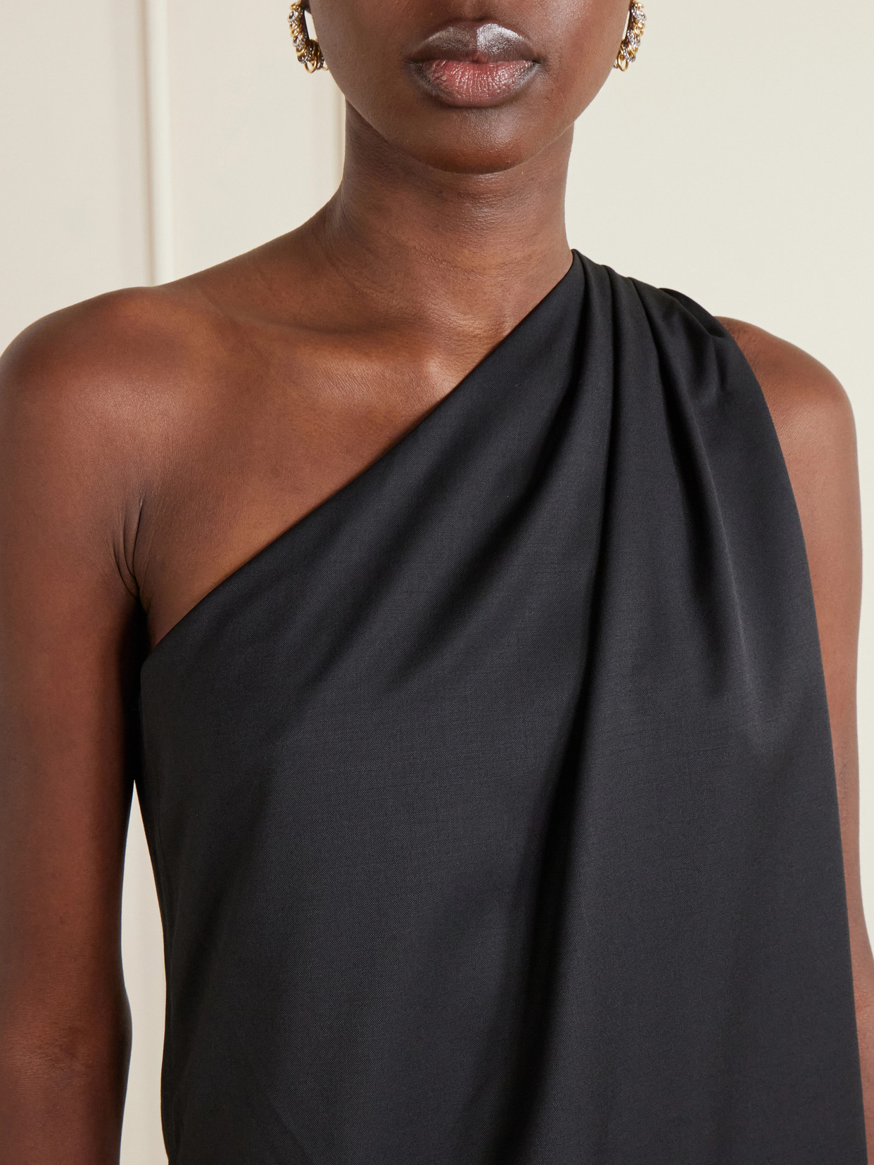 Ayla One-Shoulder Wool-Blend Blouse