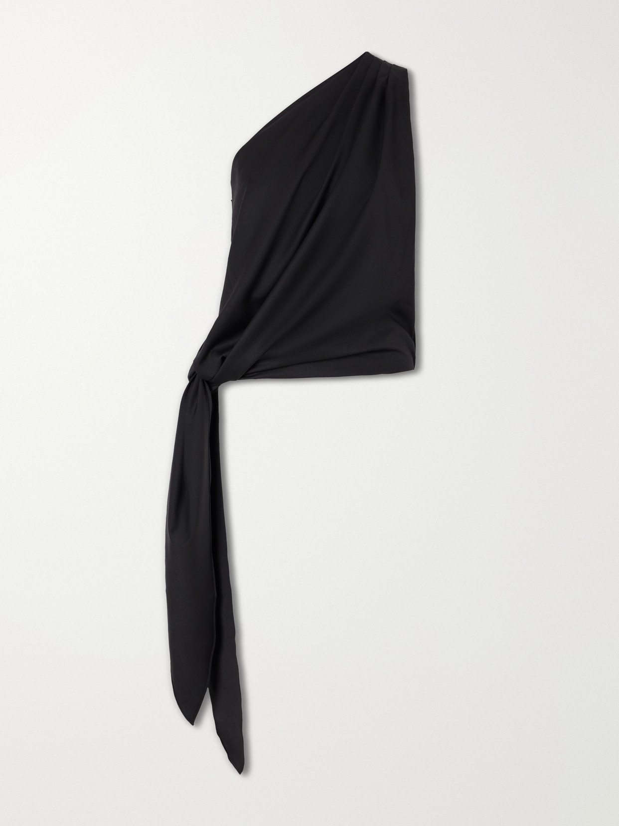 Abadia Ayla One-shoulder Wool-blend Blouse In Black