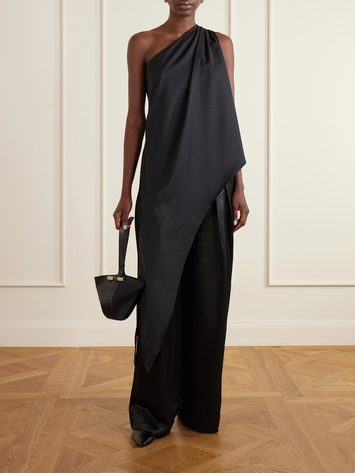 Ayla One-Shoulder Wool-Blend Blouse