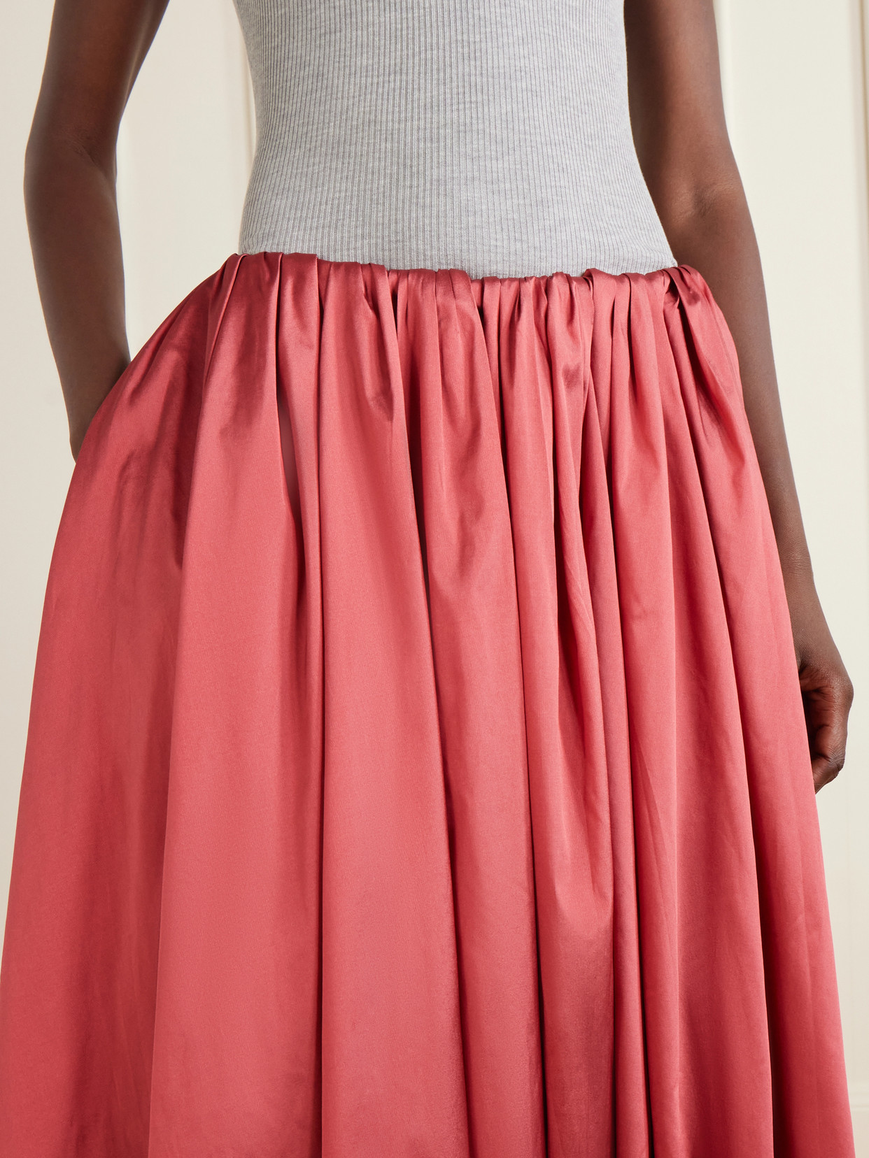 Elodie Pleated Duchesse-Satin Midi