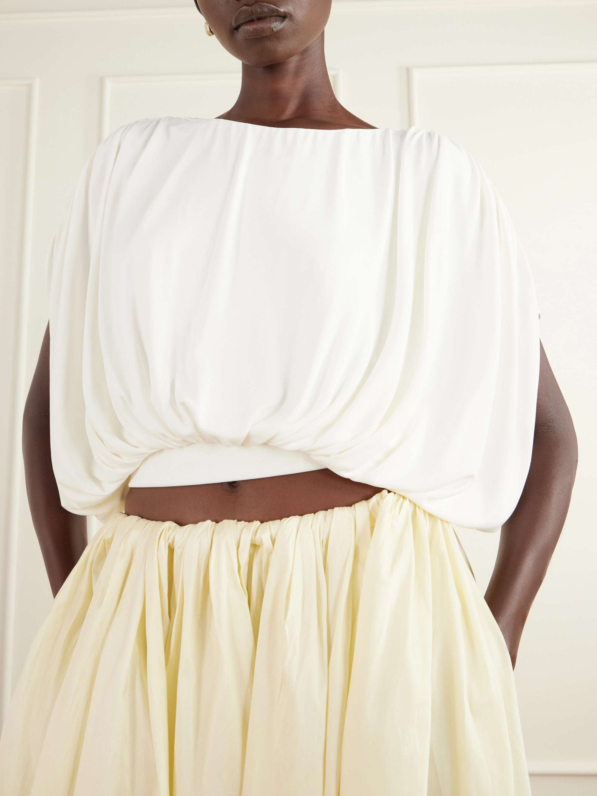 ABADIA Draped stretch-jersey blouse | NET-A-PORTER