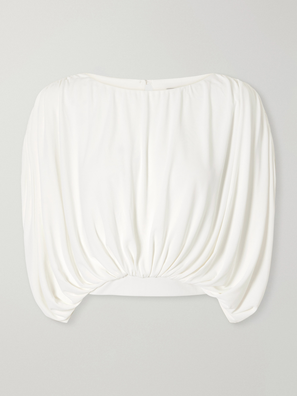 Abadia Draped Stretch-jersey Blouse In White