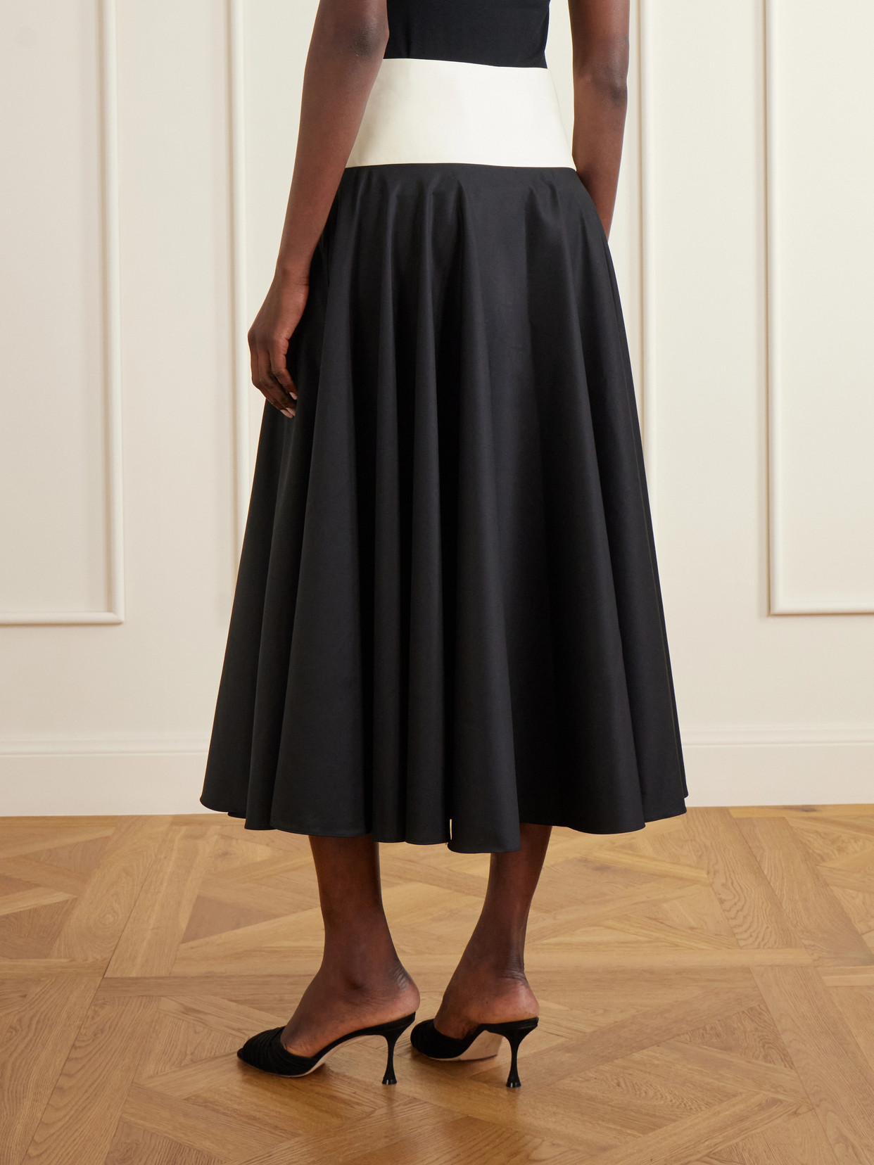 Pleated Cotton-Poplin Midi