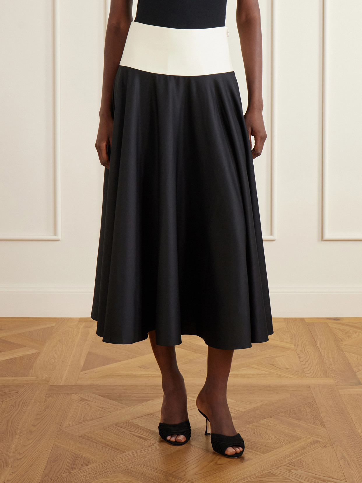 Pleated Cotton-Poplin Midi