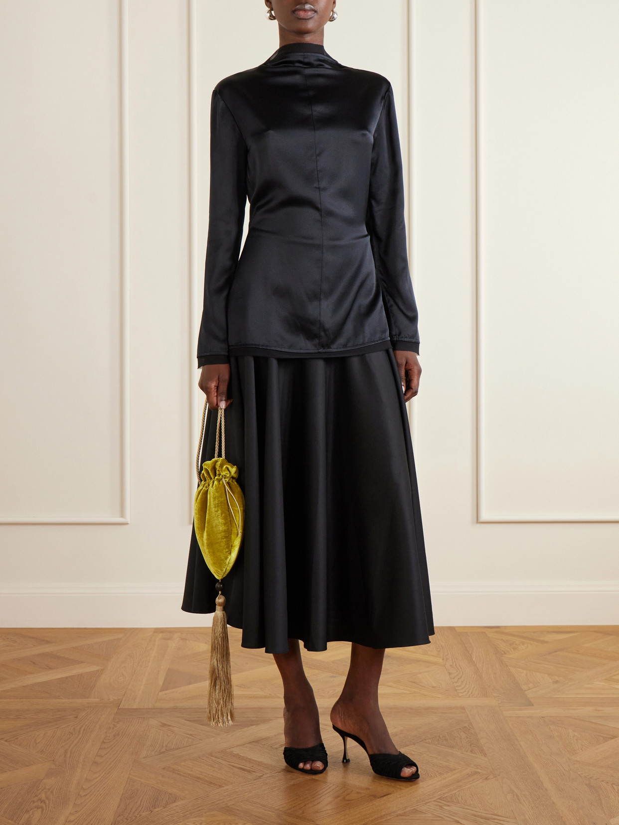 Pleated Cotton-Poplin Midi