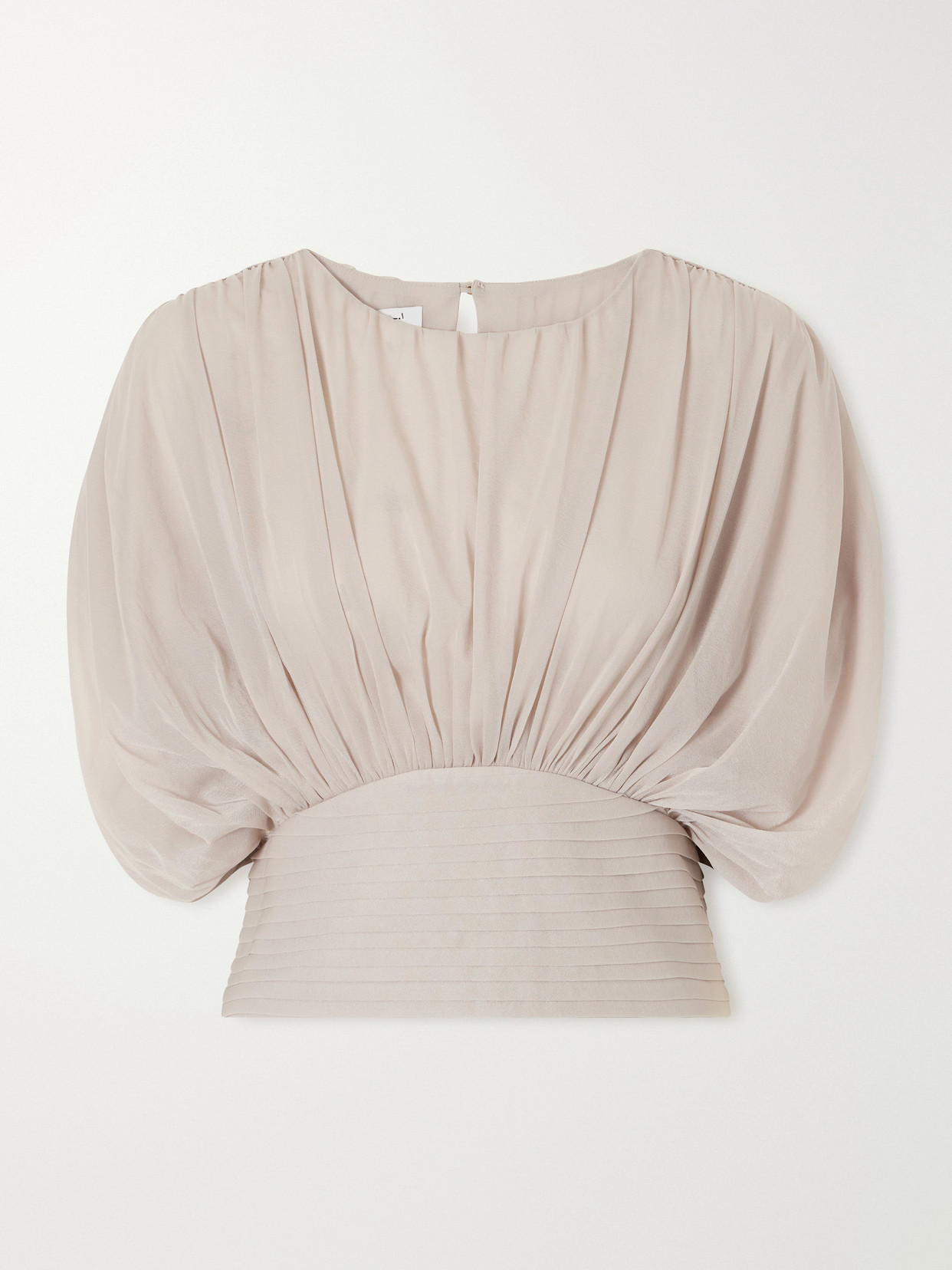 Abadia Draped Ruched Jersey Blouse In Brown
