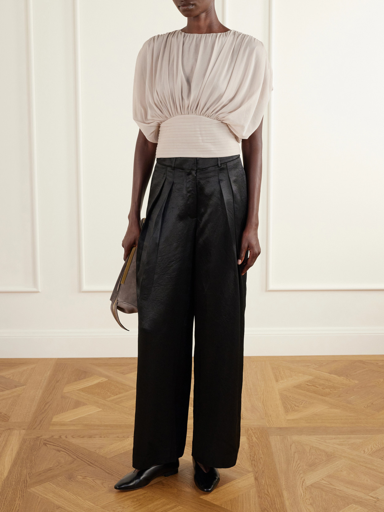 Draped Ruched Jersey Blouse