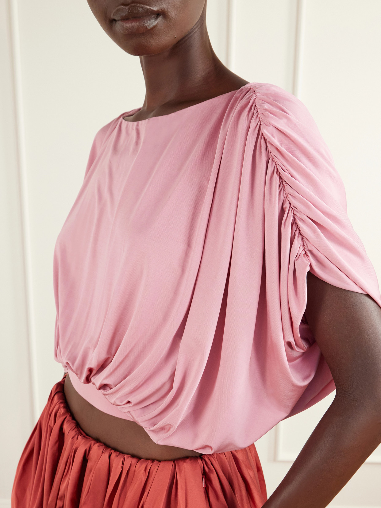 Draped Stretch-Jersey Blouse