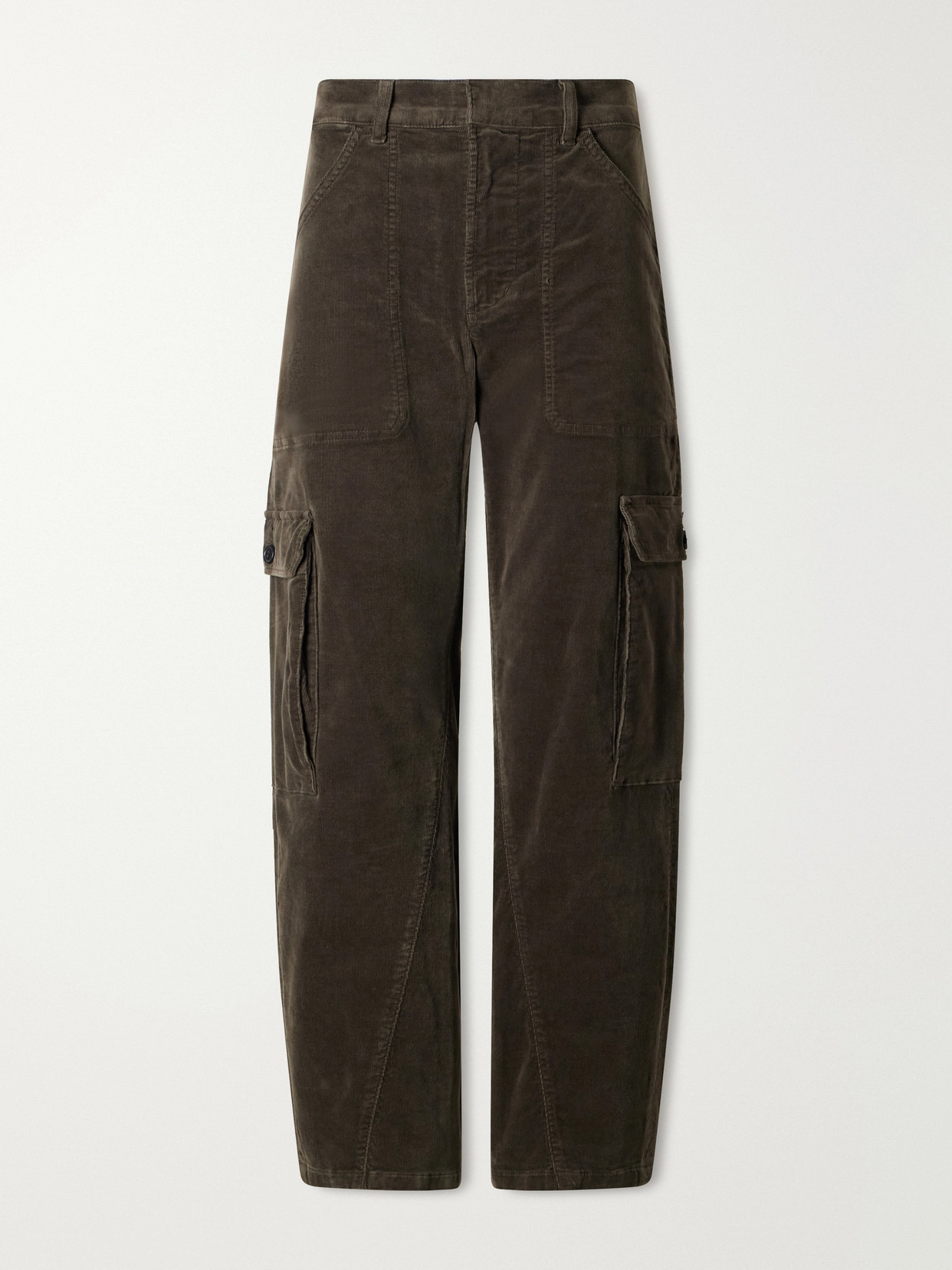 Citizen Of Humanity Thassos Twsited Seam Utility Corduroy Cotton-blend Mid-rise Wide-leg Cargo Pants In Green