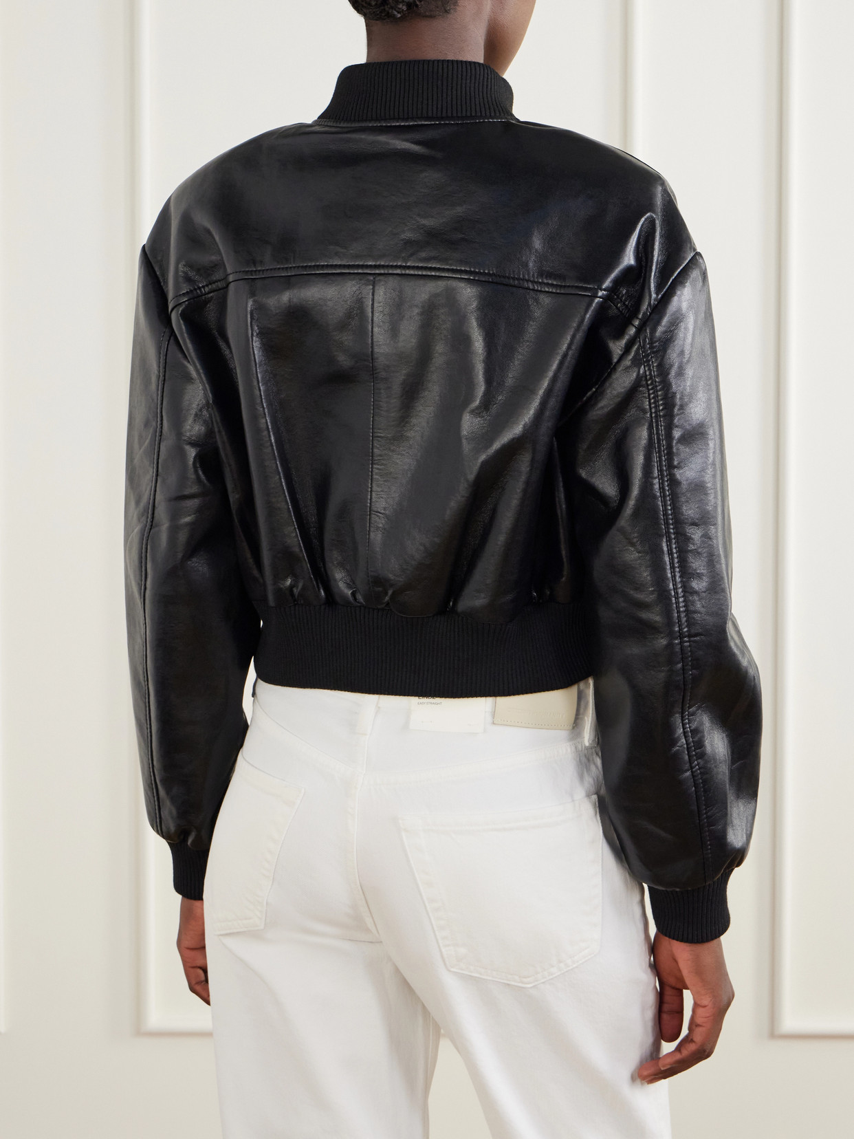 Camille Cropped Recycled-Leather Jacket