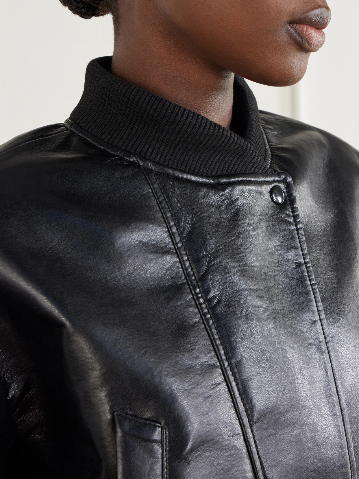 Camille Cropped Recycled-Leather Jacket
