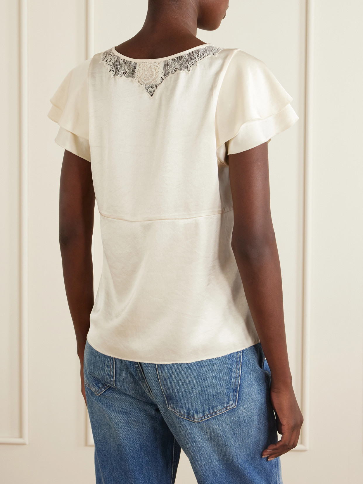 Lola Flutter Lace-Trimmed Blouse