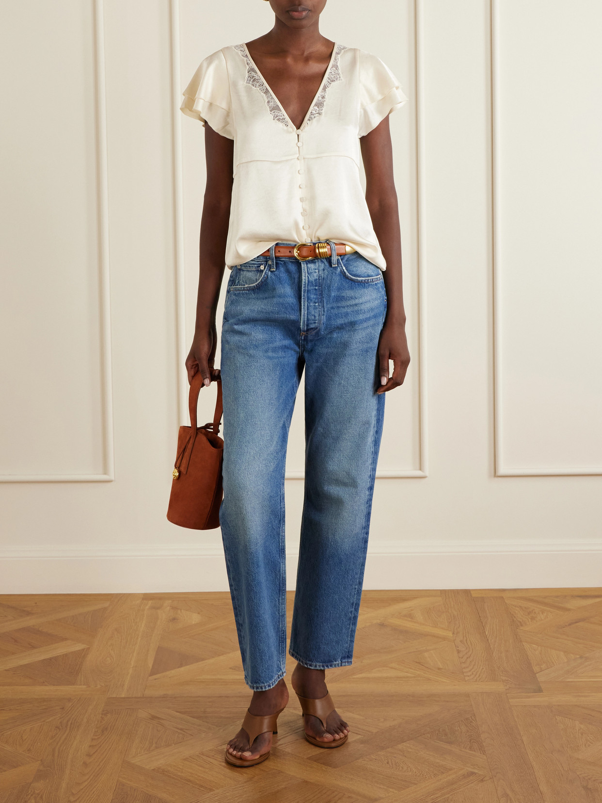Lola Flutter Lace-Trimmed Blouse