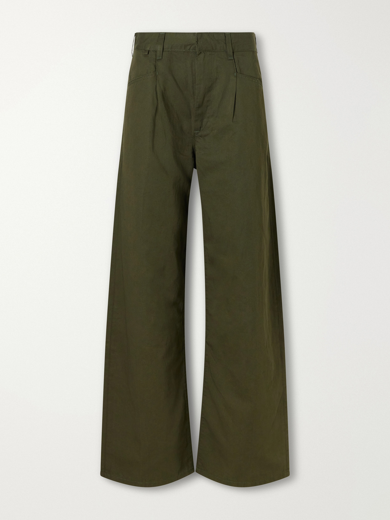 Citizen Of Humanity Velha Cotton And Linen-blend Wide-leg Pants In Green