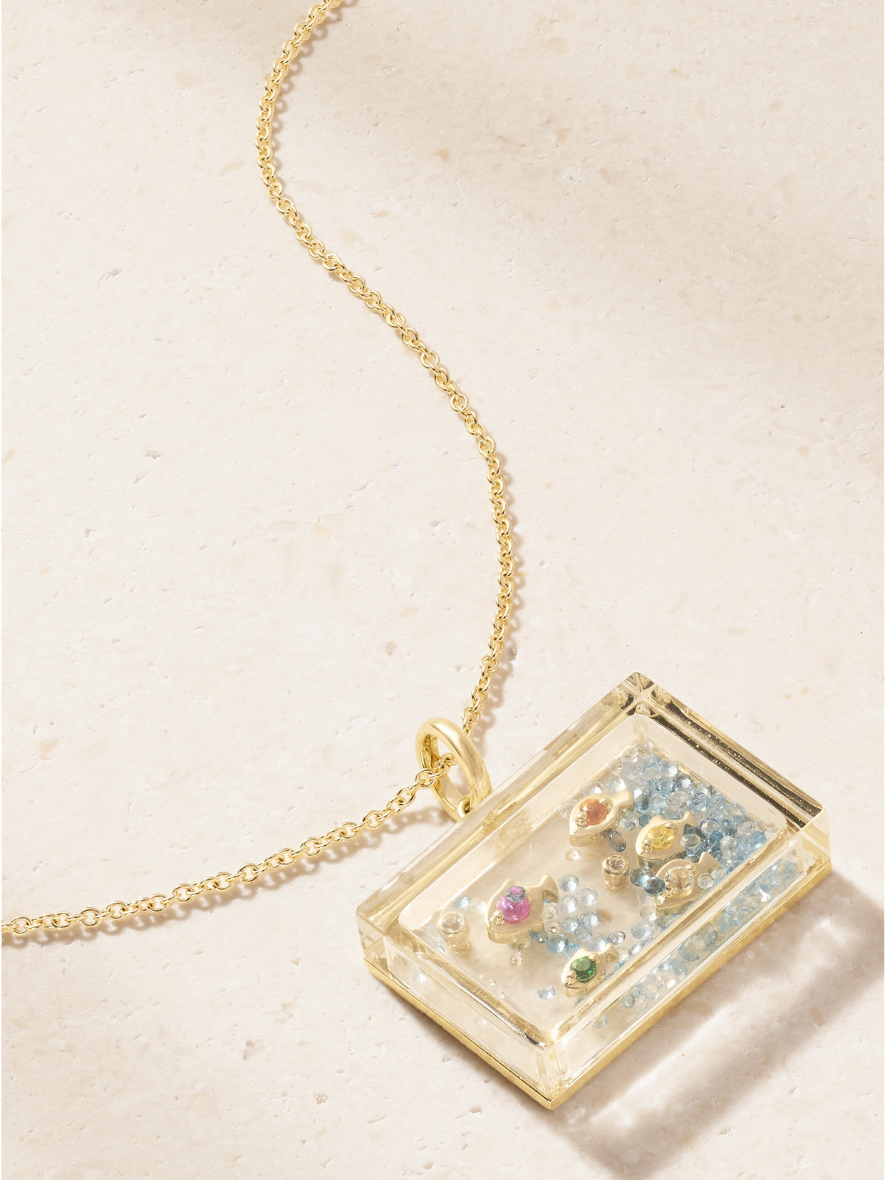 Yvonne Léon Aquarium 9-karat Gold Multi-stone Necklace