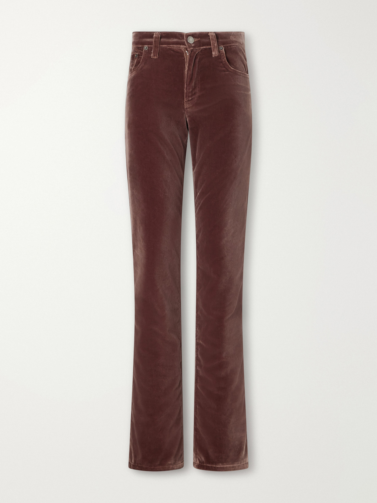 Haikure Carly Cotton-velvet Mid-rise Straight-leg Pants In Brown