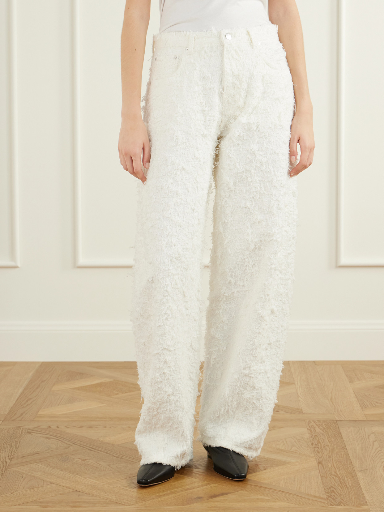 Clyde Double Frayed Mid-Rise Barrel-Leg Jeans