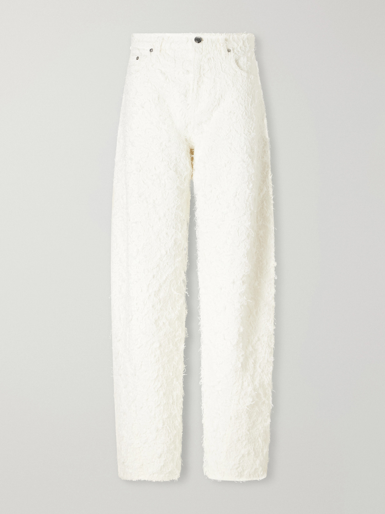 Clyde Double Frayed Mid-Rise Barrel-Leg Jeans