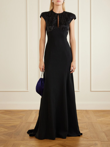 Jenny Packham Moonveil embellished georgette-crepe gown