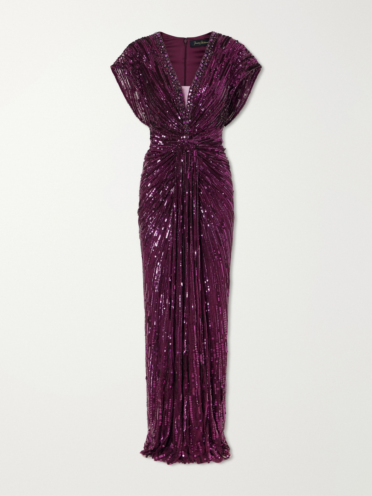 Jenny Packham Lacie Twisted Embellished Tulle Gown In Purple