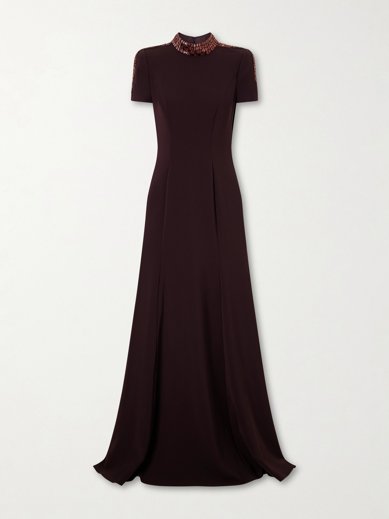 Jenny Packham Mesa Embellished Crepe Gown In Burgundy