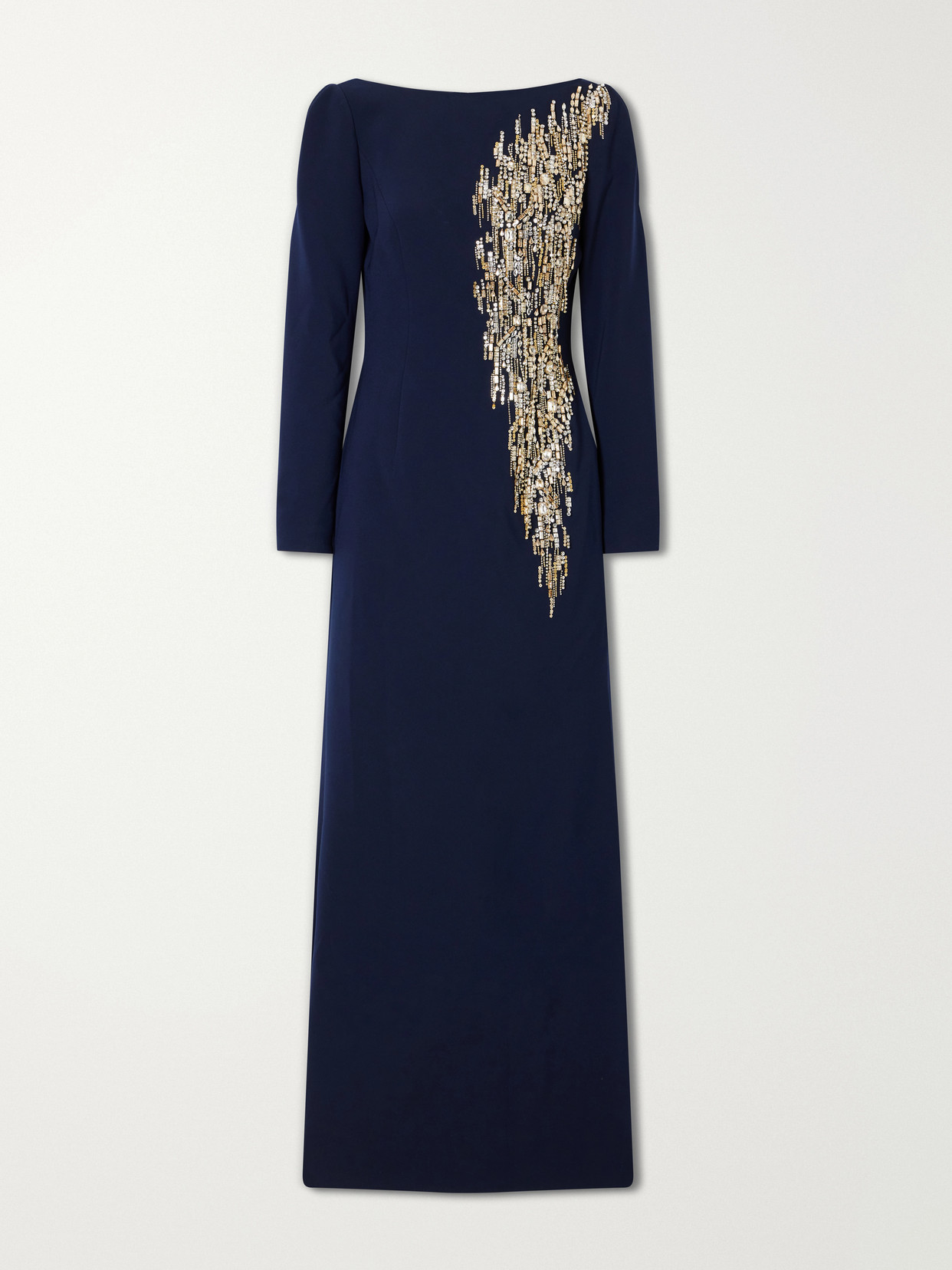 Jenny Packham - Avana Crystal And Bead-embellished Crepe Gown - Blue
