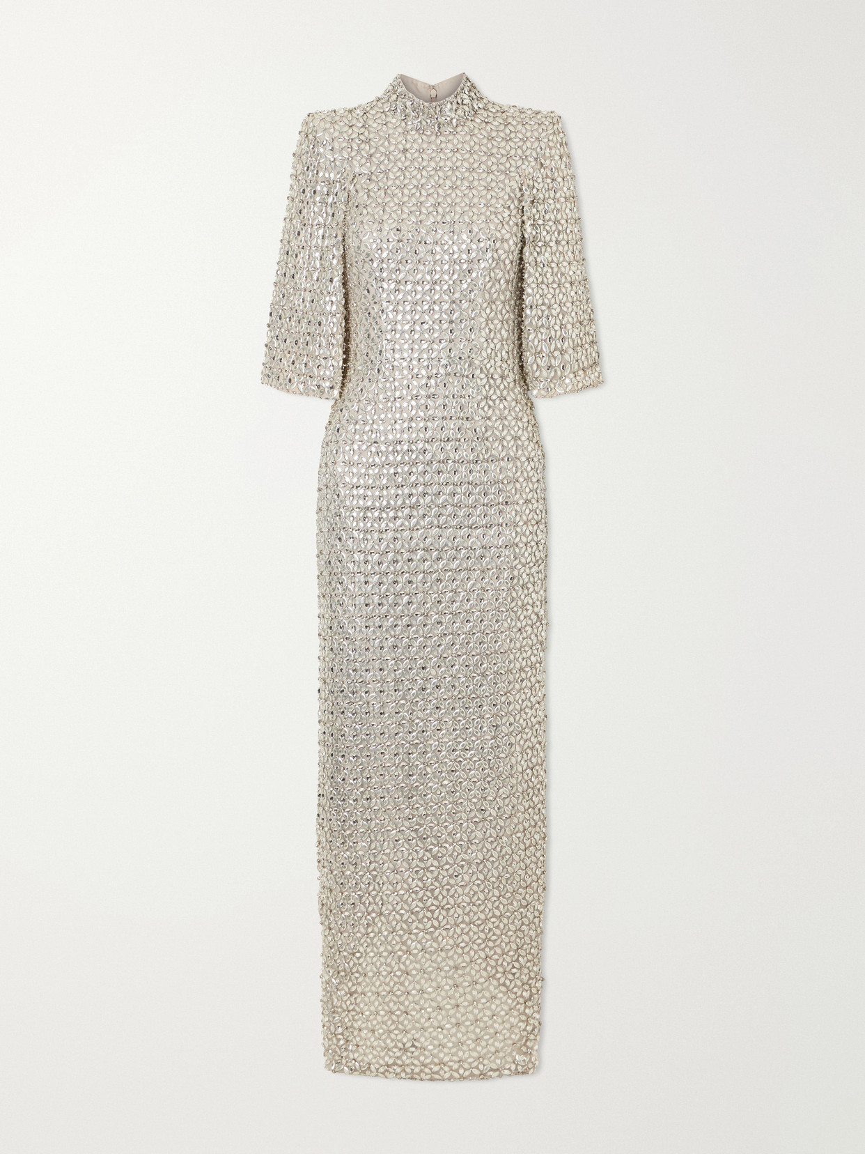 Jenny Packham Sedona Crystal-embellished Sequined Tulle Gown In Silver