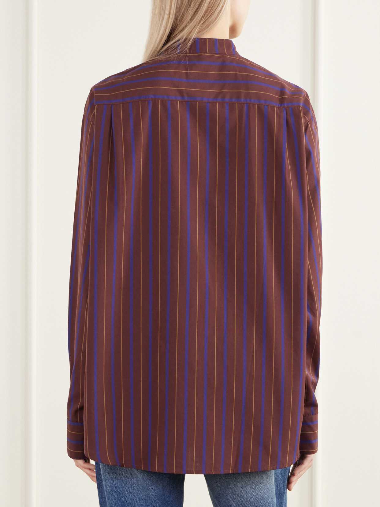 The Editor Striped Cotton And Silk-Blend Poplin Shirt