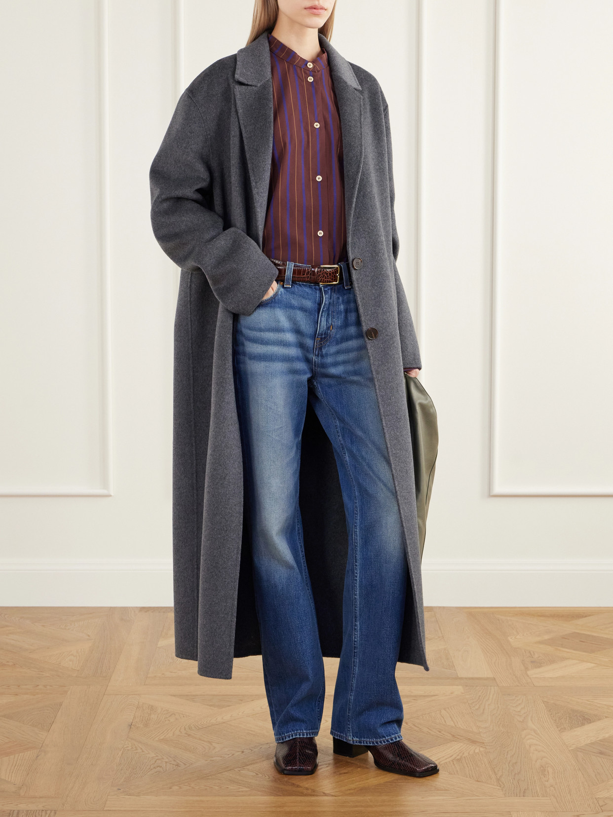 The Editor Striped Cotton And Silk-Blend Poplin Shirt
