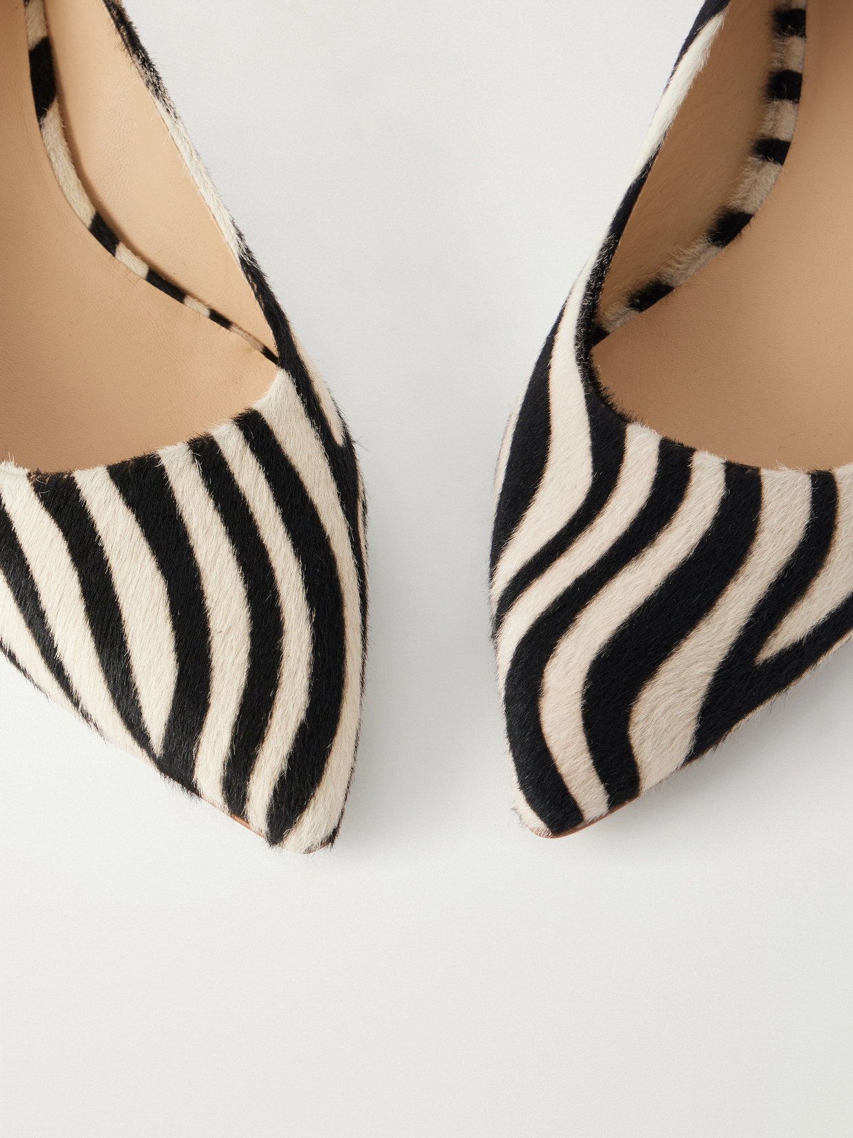 The Kitty Point 30 Zebra-Print Calf-Hair Pumps
