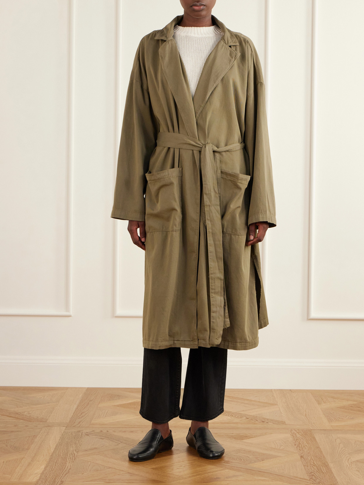 The York Robe Belted Cotton-Twill Coat