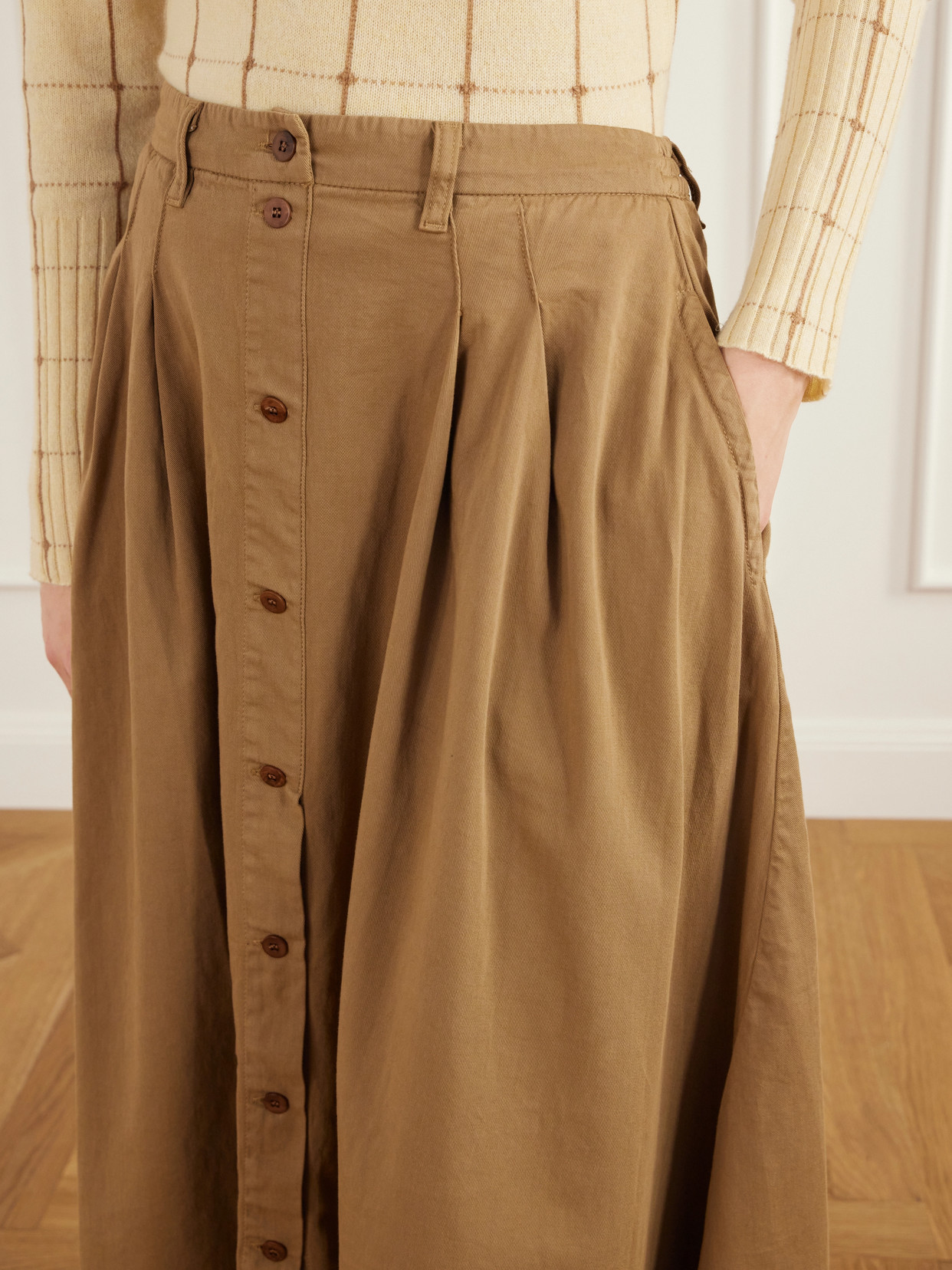 The Venetian Pleated Cotton-Twill Midi