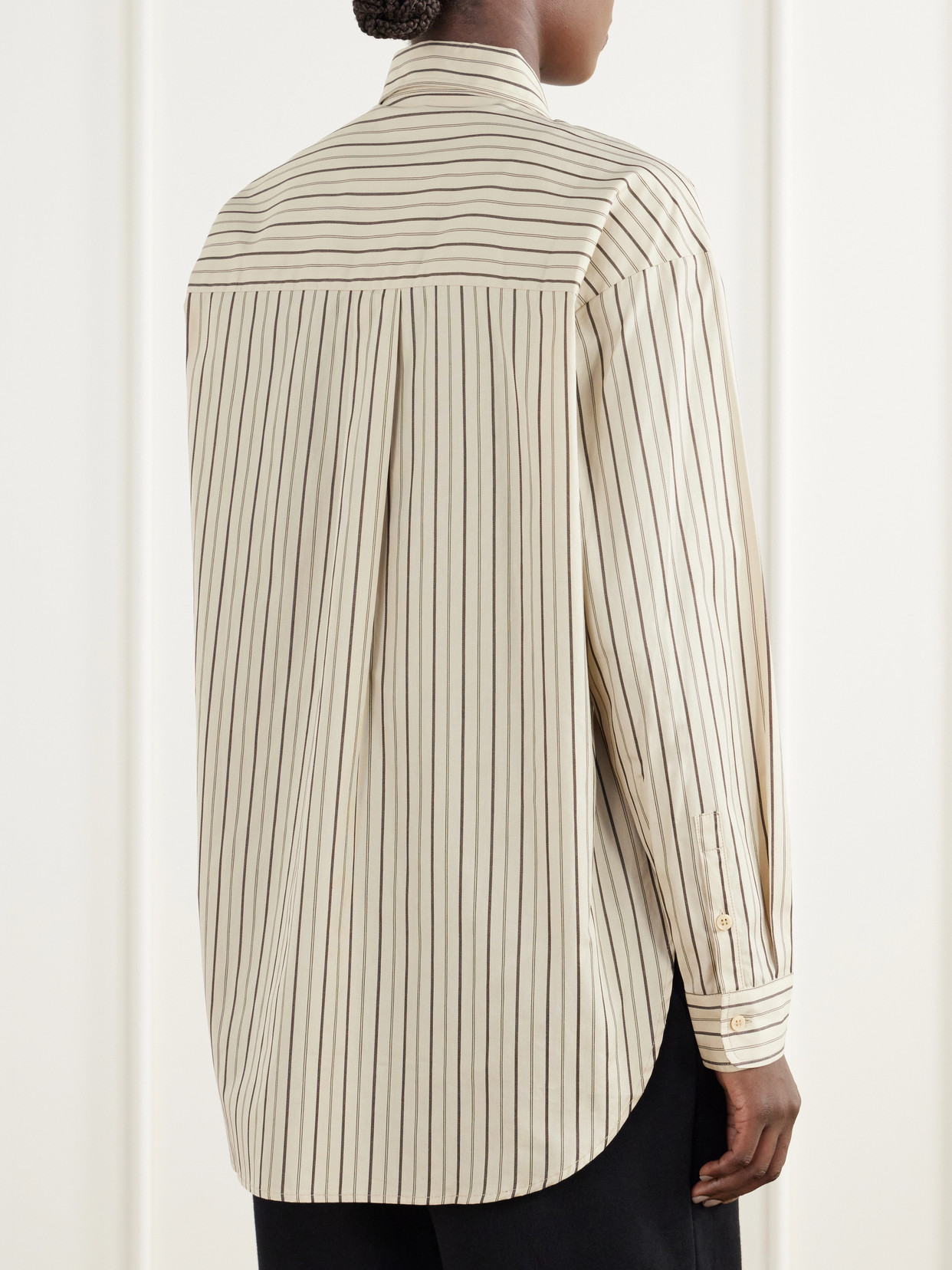 The Essential Drop-Tail Striped Cotton-Poplin Shirt