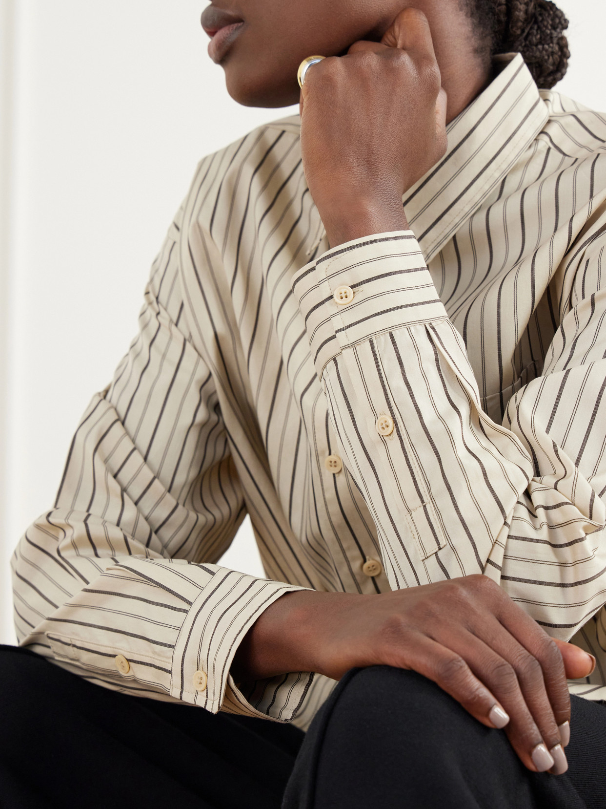The Essential Drop-Tail Striped Cotton-Poplin Shirt