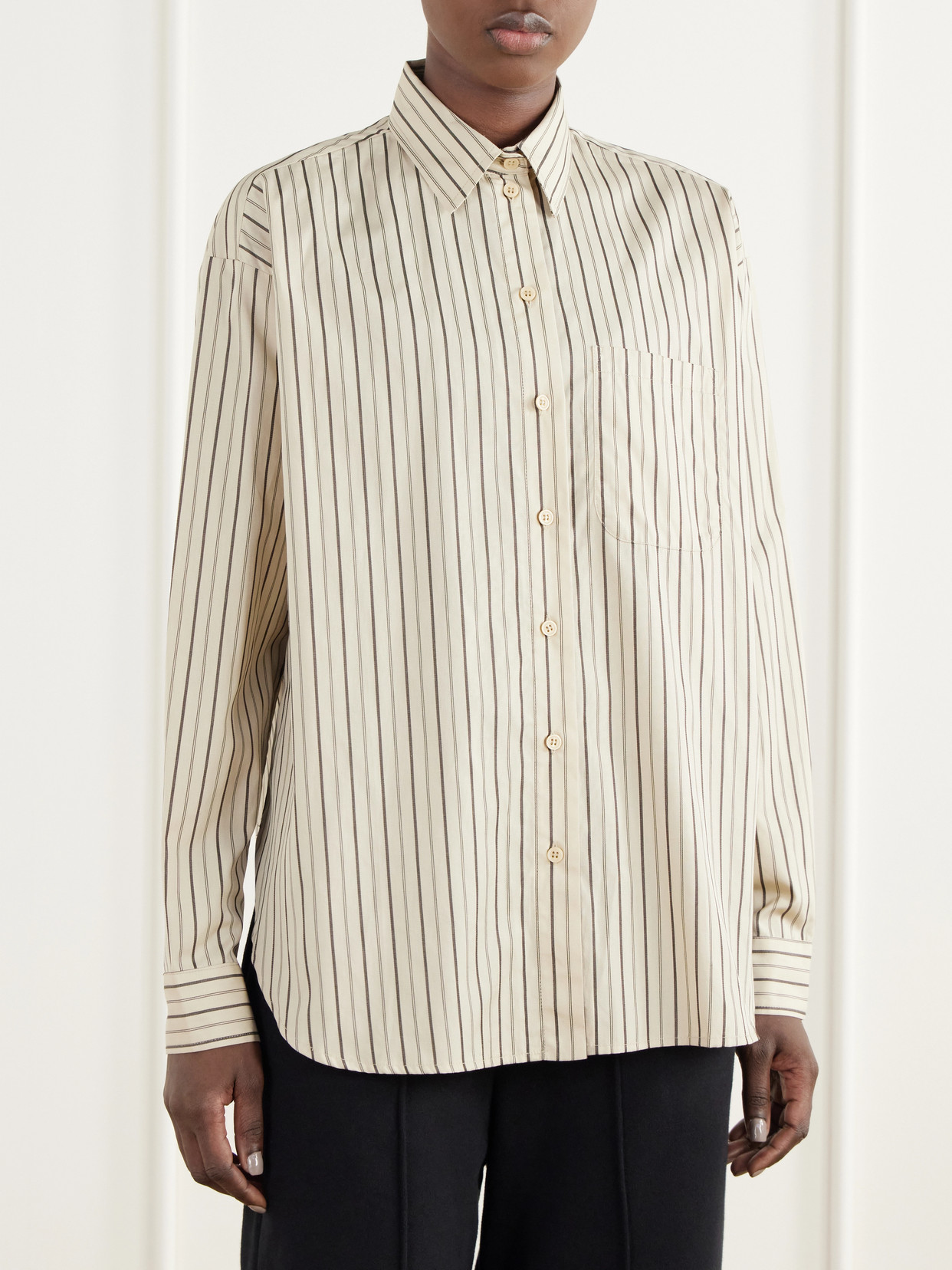 The Essential Drop-Tail Striped Cotton-Poplin Shirt