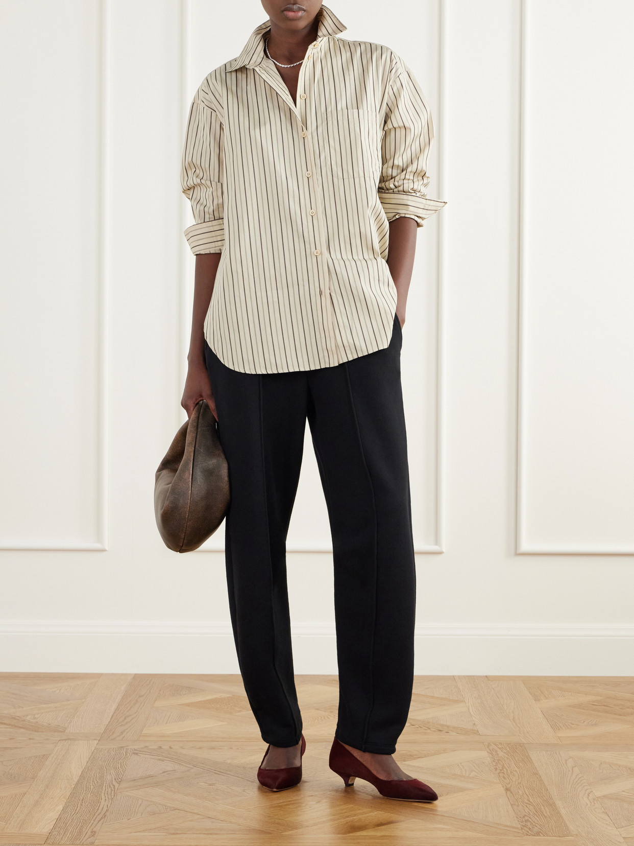 The Essential Drop-Tail Striped Cotton-Poplin Shirt