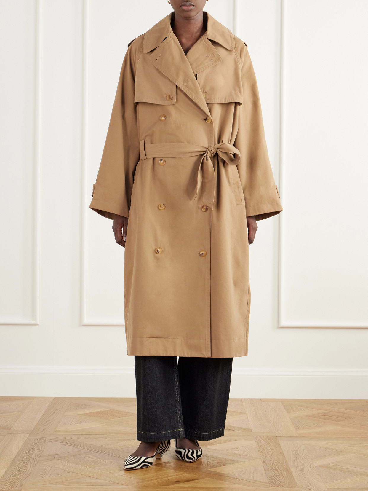 The Traditional Double-Breasted Belted Cotton-Twill Trench Coat