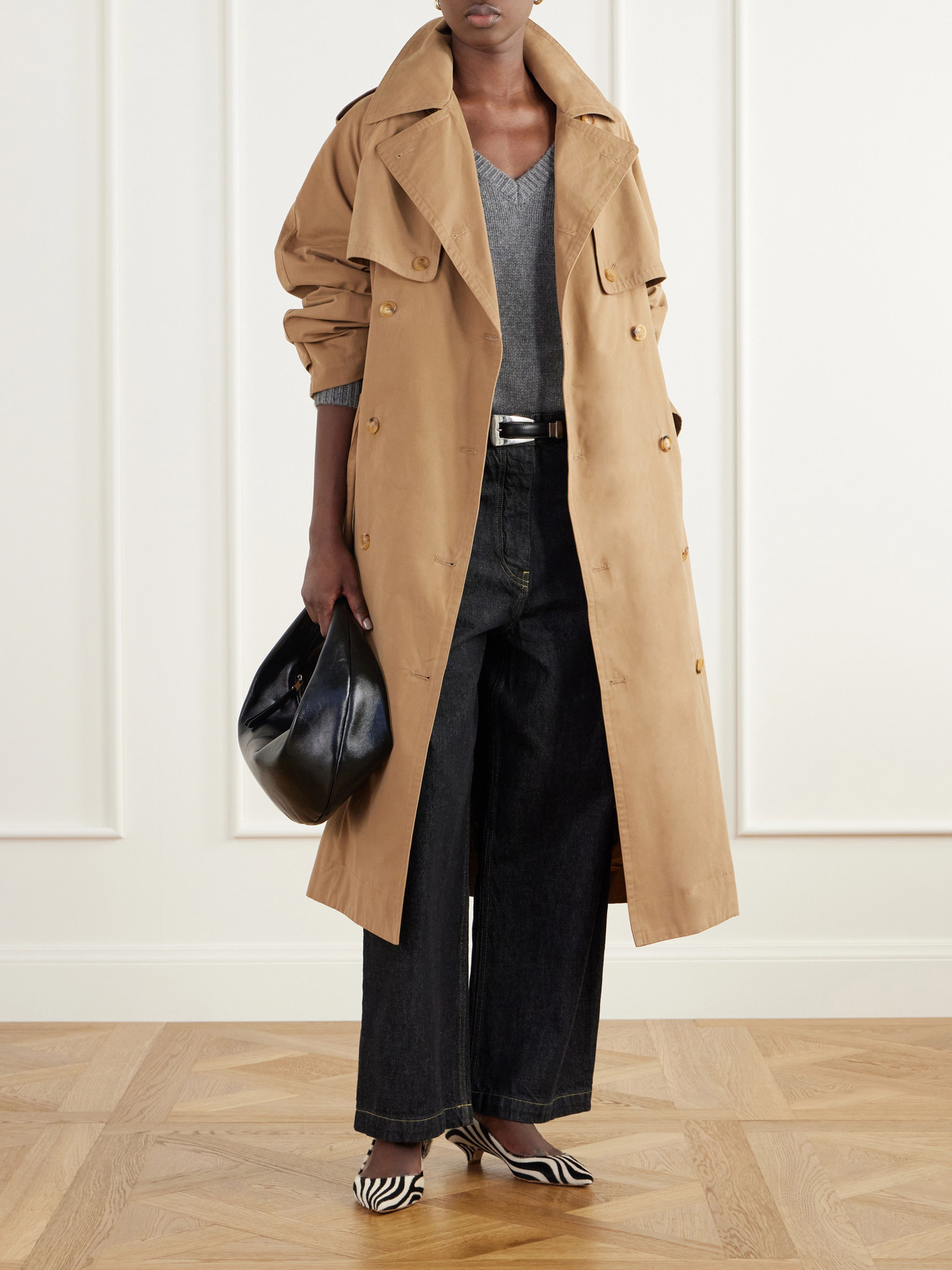 The Traditional Double-Breasted Belted Cotton-Twill Trench Coat