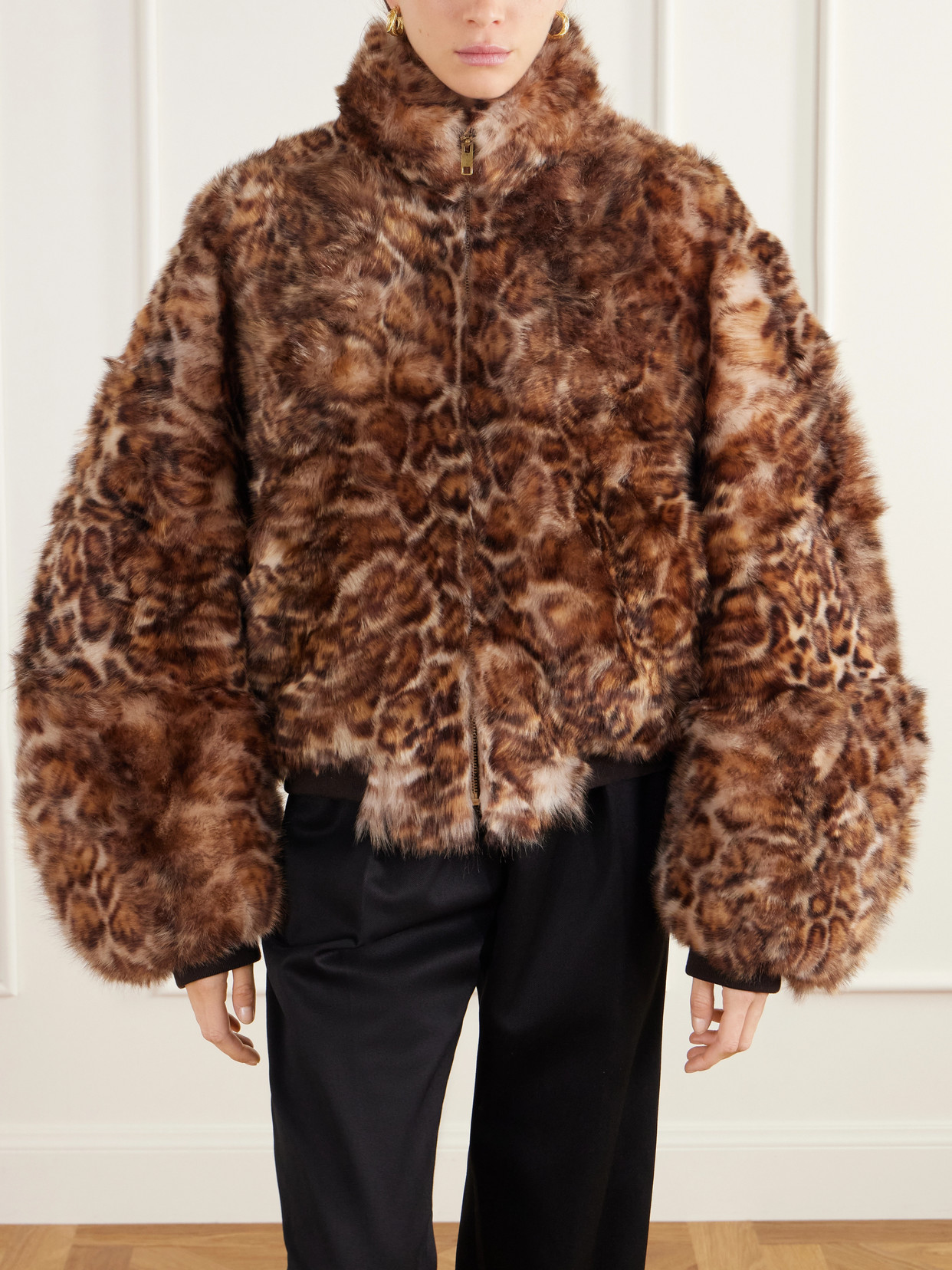 Ruff Rider Cheetah-Print Shearling Bomber Jacket