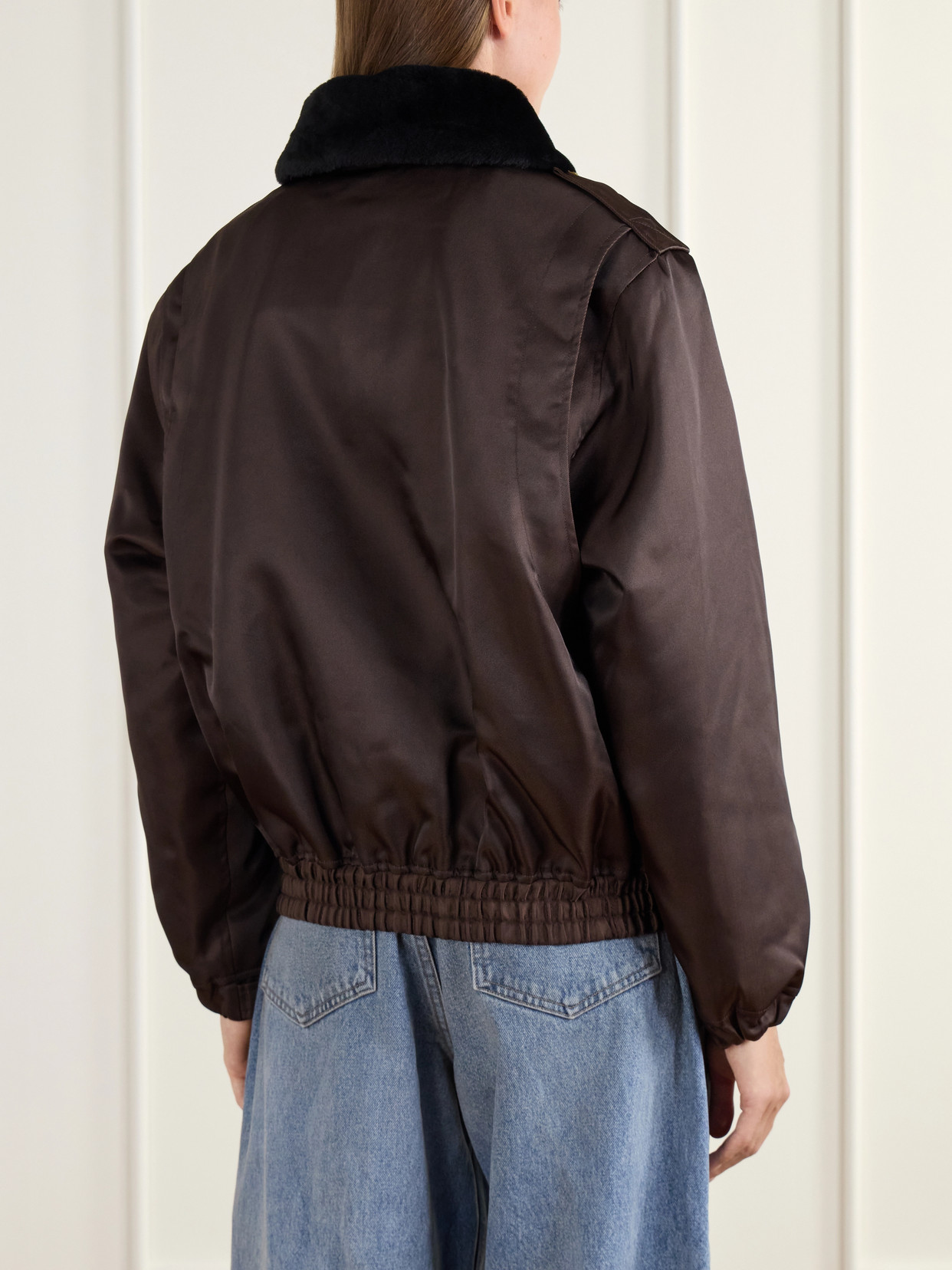 Uniform Plush-Trimmed Twill Bomber Jacket