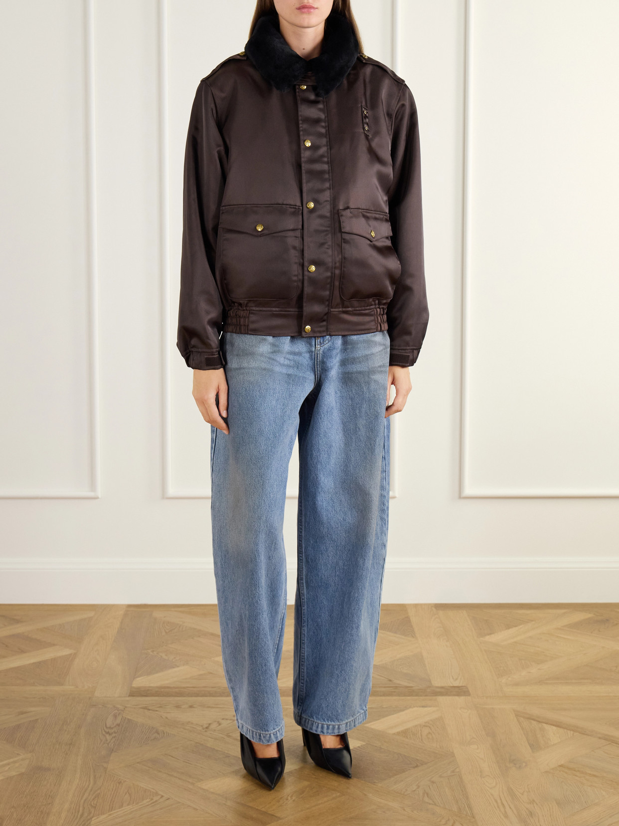 Uniform Plush-Trimmed Twill Bomber Jacket