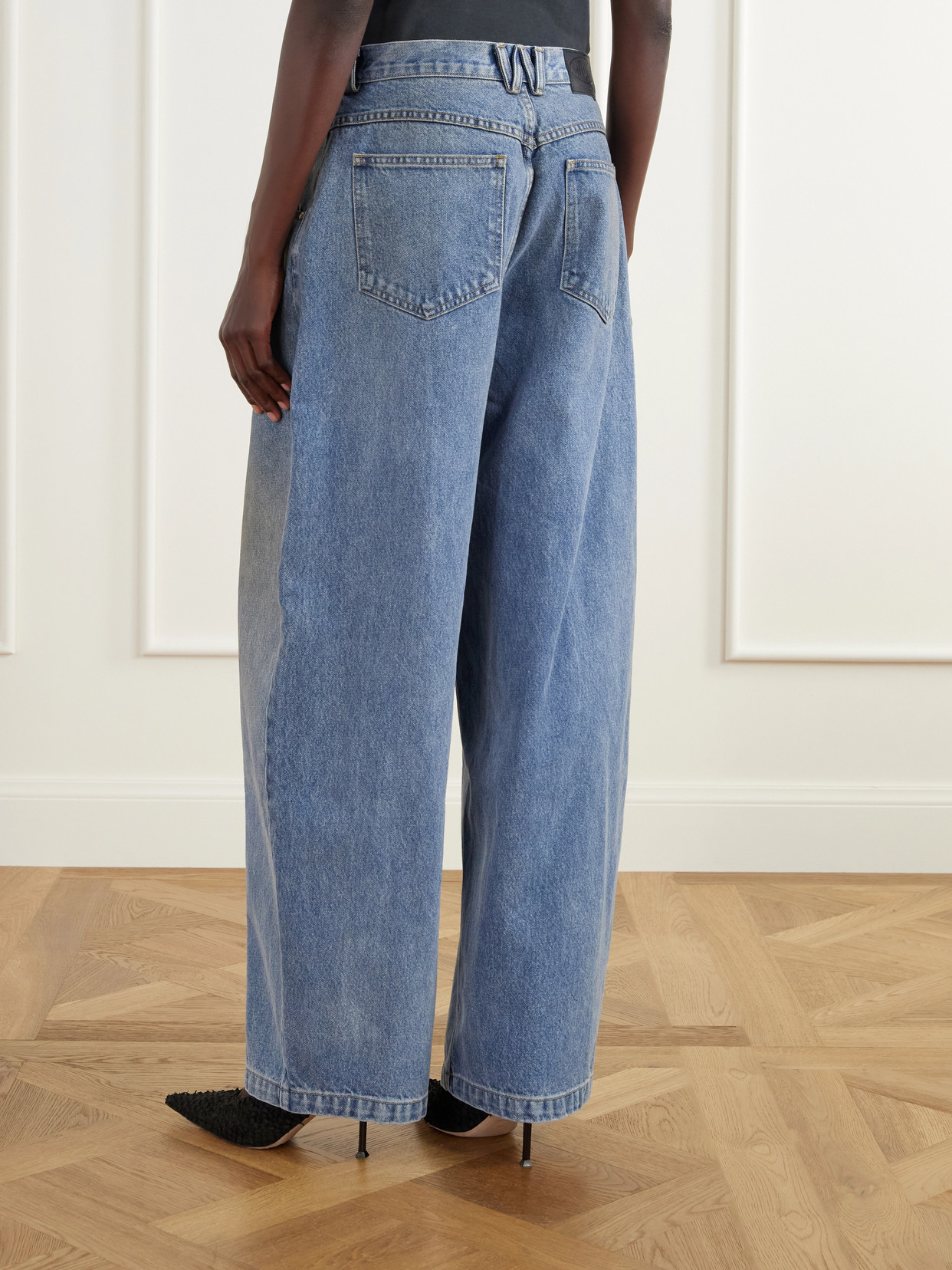 Bad Girl Distressed High-Rise Barrel-Leg Jeans