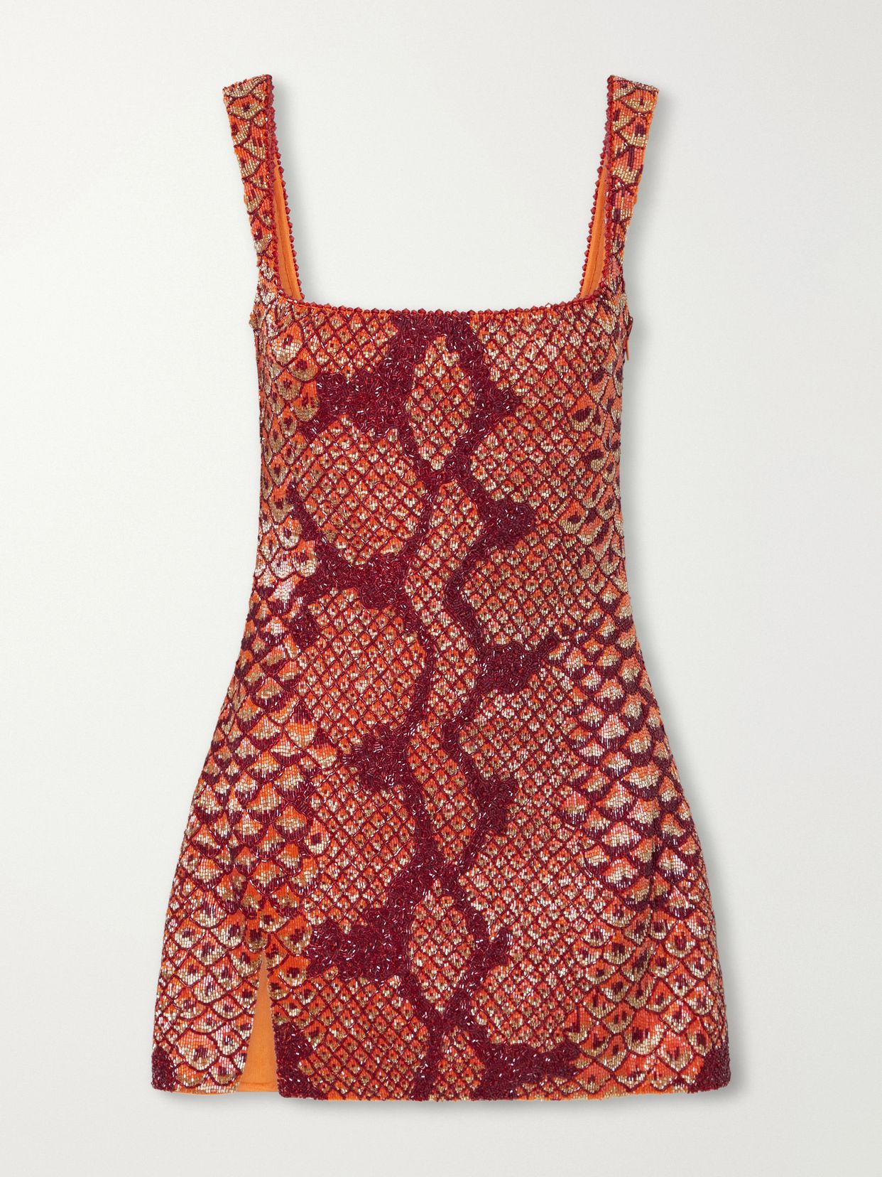 Medusa embellished stretch-mesh mini dress