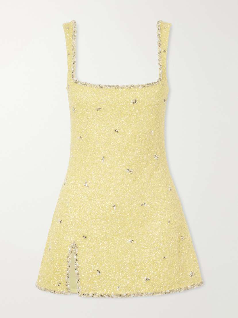 Clio Peppiatt Athena Embellished Stretch-mesh Mini Dress